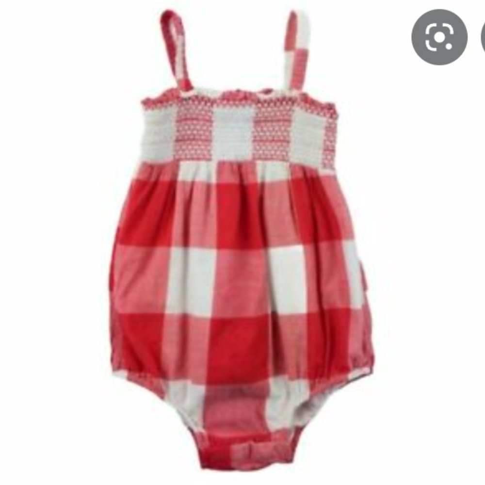 Gap | Baby Girls Smocked Bubble/Romper | Red/White Plaid | Size 6-12 Months